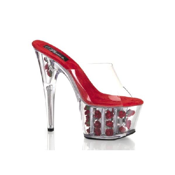 ●SALE●PLEASERミュール１６．５cmヒールクリアーソールバラ入り３段セクシー美脚ピンヒールフューシャピンクレッドベビーピンクＬＡＳｅｄｕｃｅ |  | 04