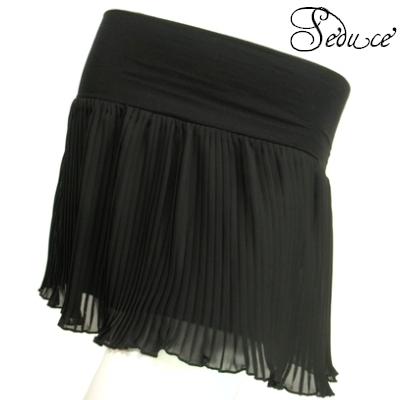 ミニスカートシフォンプリーツレギンス、デニムレギンス、トレンカにもぴったり！重ね履きにも！ブラック黒色ＳＫＳｅｄｕｃｅ | 