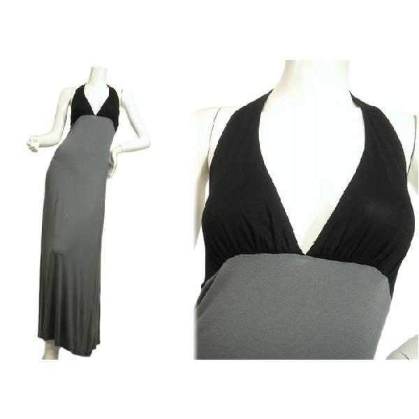 マキシロングドレスワンピースシックで上品なブラック×グレーカラーホルターネックでセクシーＳ・Ｍ・ＬsizeＬＡＳｅｄｕｃｅ |  | 01