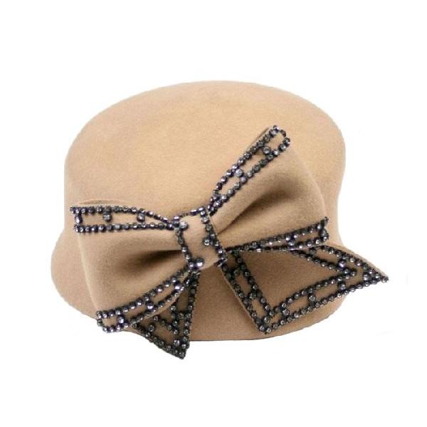 帽子デザインハットラインストーンリボン付きカサブランカ型クロッシェタイプベージュブラックＬＡＳｅｄｕｃｅ |  | 02