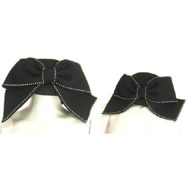帽子ハットラインストーン大リボン付きクラシックレトロ風ブラックＬＡＳｅｄｕｃｅ |  | 01