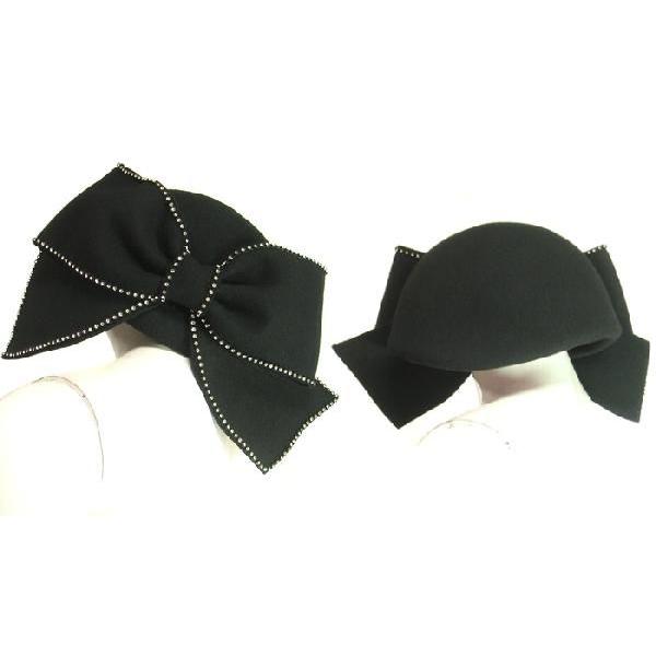 帽子ハットラインストーン大リボン付きクラシックレトロ風ブラックＬＡＳｅｄｕｃｅ |  | 02