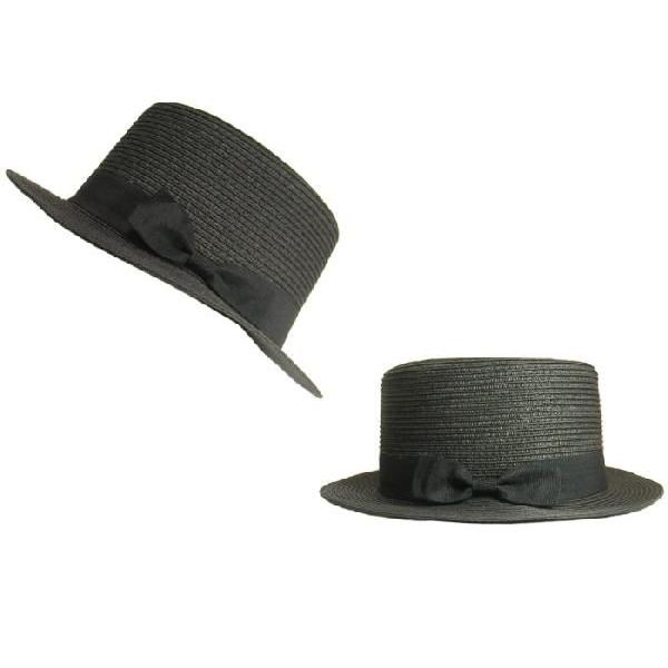 SALE カンカン帽つば短ハットシンプルなデザインで落ち着いた印象。エレガントにもシックにもカジュアルにも！ブラック黒色Ｓｅｄｕｃｅ |  | 02