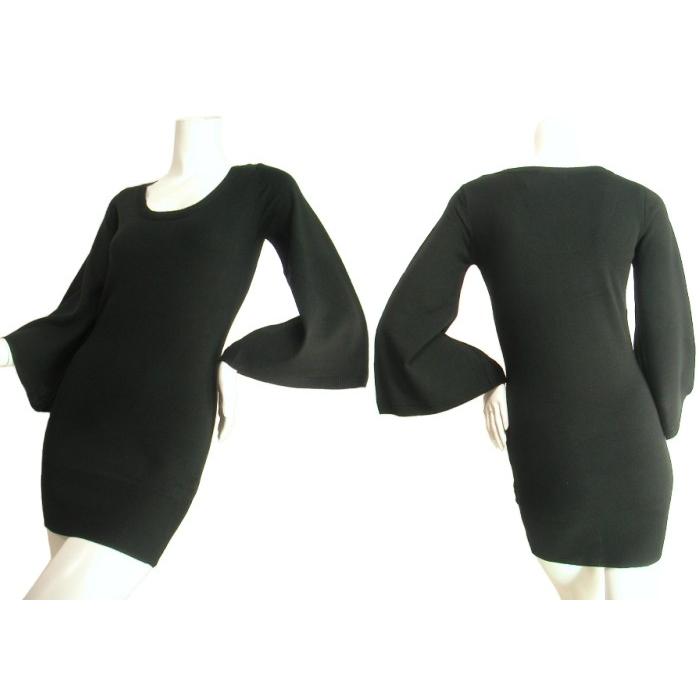 ロングニットベルスリーブデザインセーターミニニットワンピブラック黒色Ｓｅｄｕｃｅ |  | 02