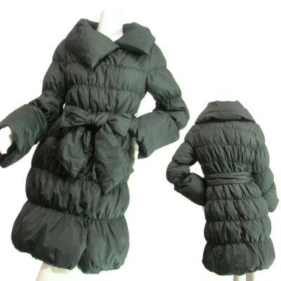 ダウンコート膝丈コンサバセレブ風でオシャレなシルエットぷっくり温か