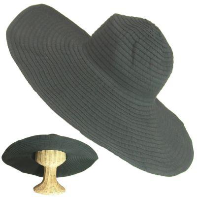 マキシンゴールドラベルつば広ハット黒 つば15cmブラックつば広ハット大きなつばでエレガントマダム