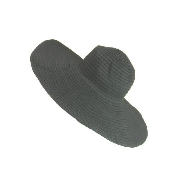 つば15cmブラックつば広ハット大きなつばでエレガントマダム