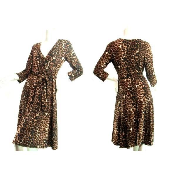激安大特価 ワンピースヒョウ柄レオパードカシュクール調デザイン七分袖フレア ｌａｓｅｄｕｃｅ ワンピース サイズ ｓ 約７号 ９号小さめ Dosquintetos Com