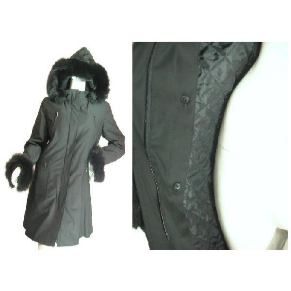 ブルーフォックスファーフード袖口トリミング膝丈コートブラック黒Ｓｅｄｕｃｅ |  | 02