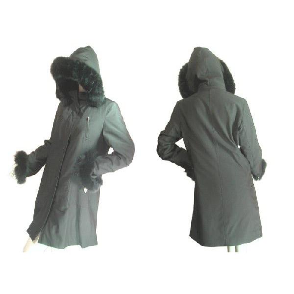 ブルーフォックスファーフード袖口トリミング膝丈コートブラック黒Ｓｅｄｕｃｅ |  | 03