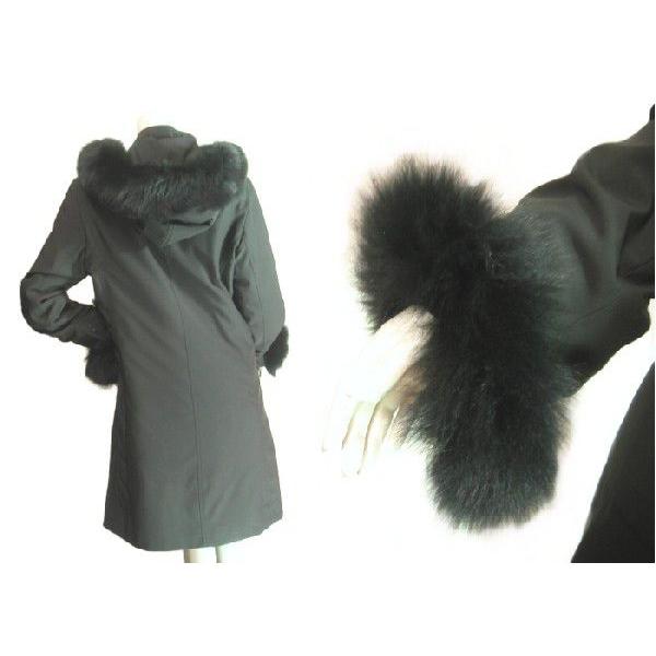 ブルーフォックスファーフード袖口トリミング膝丈コートブラック黒Ｓｅｄｕｃｅ |  | 04