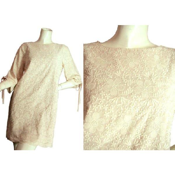 ドレスワンピース綿糸立体刺繍花柄ワイドスリーブレースゴージャス上品ワンピ結婚式二次会参観日謝恩会ベージュＳｅｄｕｃｅ |  | 01