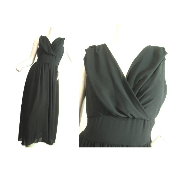 ドレスワンピースロングマキシ胸下切り替えシフォン　フォーマルパーティーブラック無地黒Ｓｅｄｕｃｅ |  | 01