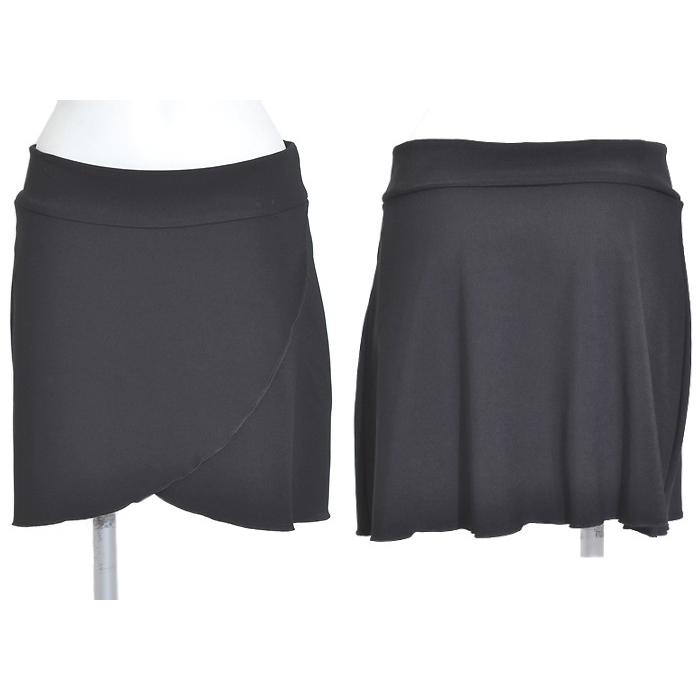 オーバースカートミニスカートフロント前合わせチューリップ型ダンスヨガランニングにも黒ブラックSeduce | 