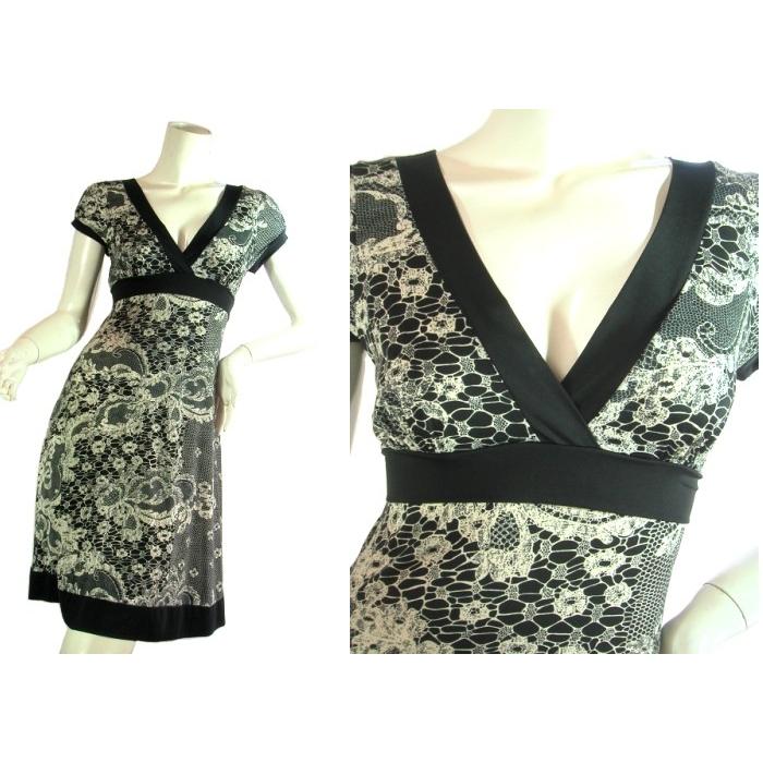 胸下切り替えフレアーワンピースレースプリントエレガントＬＡＳｅｄｕｃｅ |  | 01