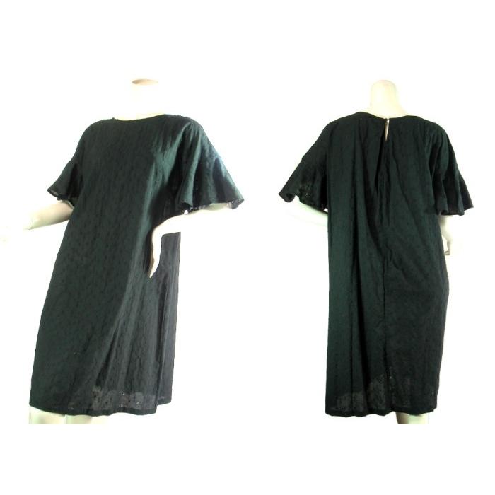 カットワークレース膝下５分袖ブラックＡラインワンピース　エレガント上品お出掛けＳｅｄｕｃｅ |  | 02