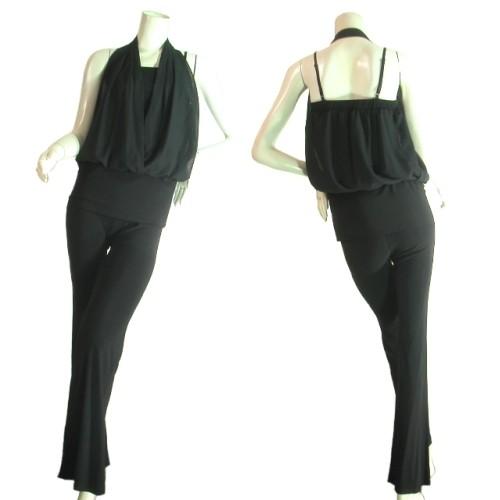 ホルターネックセットアップパンツスーツブラック黒　フォーマルパーティーダンスクラブウェアーＳｅｄｕｃｅ | 