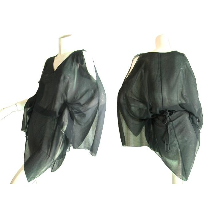 シフォンシースルー変形ロングスリーブトップス重ね着用肩空きブラックＬＡＳｅｄｕｃｅ |  | 02