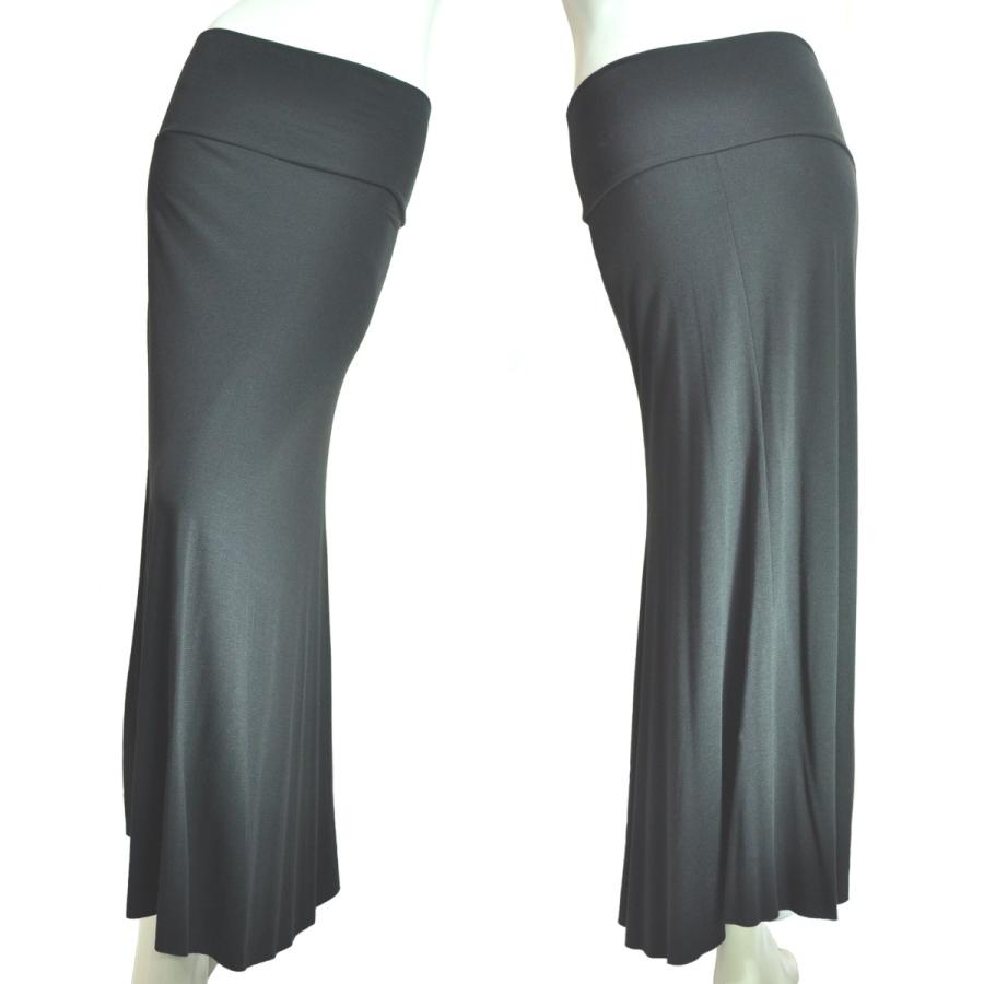 ロングスカート　マキシ丈　シンプルフレアライン　ブラック黒　ＬＡＳｅｄuce | 