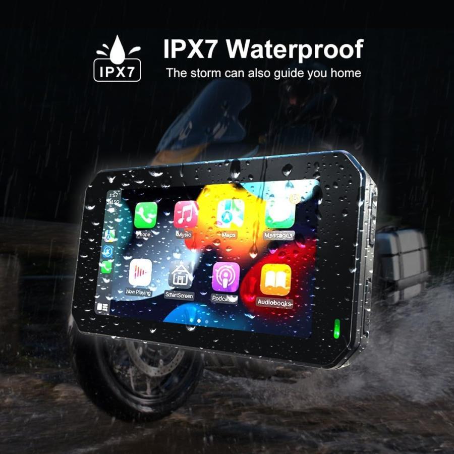 バイクナビゲーター 5インチタッチスクリーン IPX7防水 ワイヤレスiOS CarPlay ワイヤレスAndroid Auto 170°超広角 Bluetooth 5.0 WIFI 内蔵リチウムバッテリー｜see-store｜04