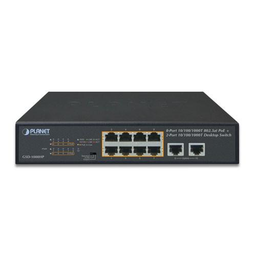 POE ギガビット スイッチング ハブ 8/10 ポート GSD-1008HP : 通信情報