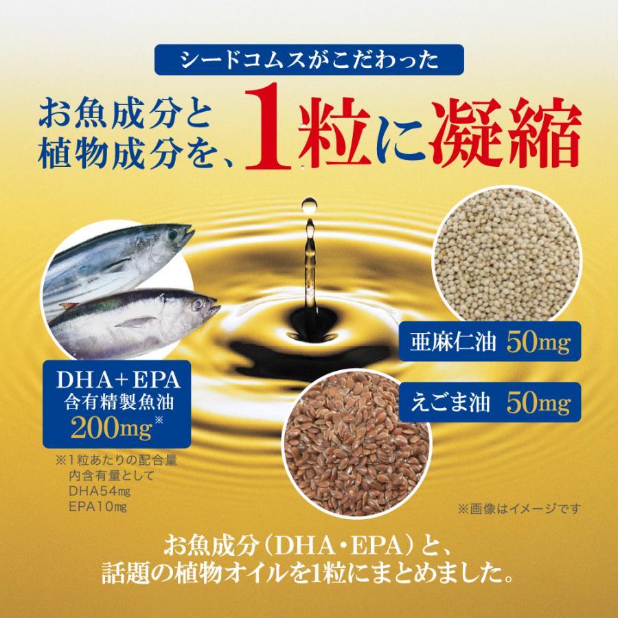 オメガ3 DHA EPA 約12ヵ月分 オメガ3 α-リノレン酸 不飽和脂肪酸 亜麻仁油 エゴマ油配合 サプリ サプリメント | seedcoms | 04