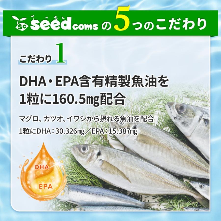 クーポンで198円 オメガ3 DHA EPA 魚カルシウム入りDHA＋EPA 約1ヵ月分 オメガ3 サプリ サプリメント DHA EPA カルシウム 乳酸菌 ビタミンD 不飽和脂肪酸｜seedcoms｜05