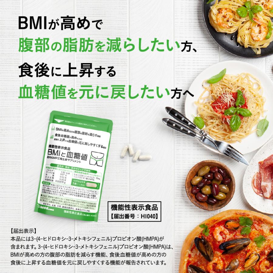 seedcoms 腹部の脂肪や血糖値が気になる方へ BMIと血糖値 30粒