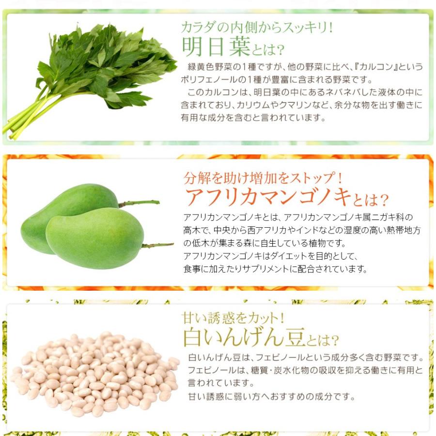 サプリ サプリメント 明日葉 アフリカマンゴノキ 白いんげん豆エキス 約1ヵ月分 ダイエット サプリ サプリメント | seedcoms | 05