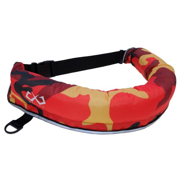 レッド迷彩 ライフジャケット 釣り 腰巻き 腰巻タイプ ウエスト 自動