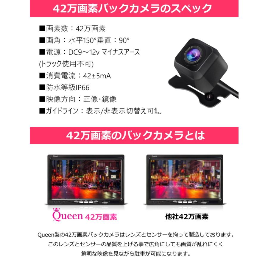 Queen製 42万画素 バックカメラ Ccd 黒 角型 高画質 ガイドライン切替 バックモニター セット 本体 後付け 車 車載カメラ Back Camera 042mpix Jesbasaro 通販 Yahoo ショッピング
