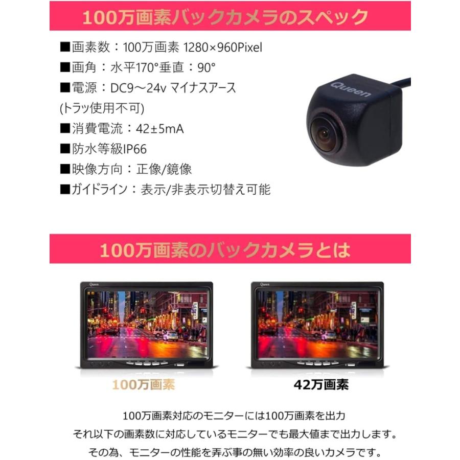 Queen バックカメラ モニター バックモニター カメラ 100万画素