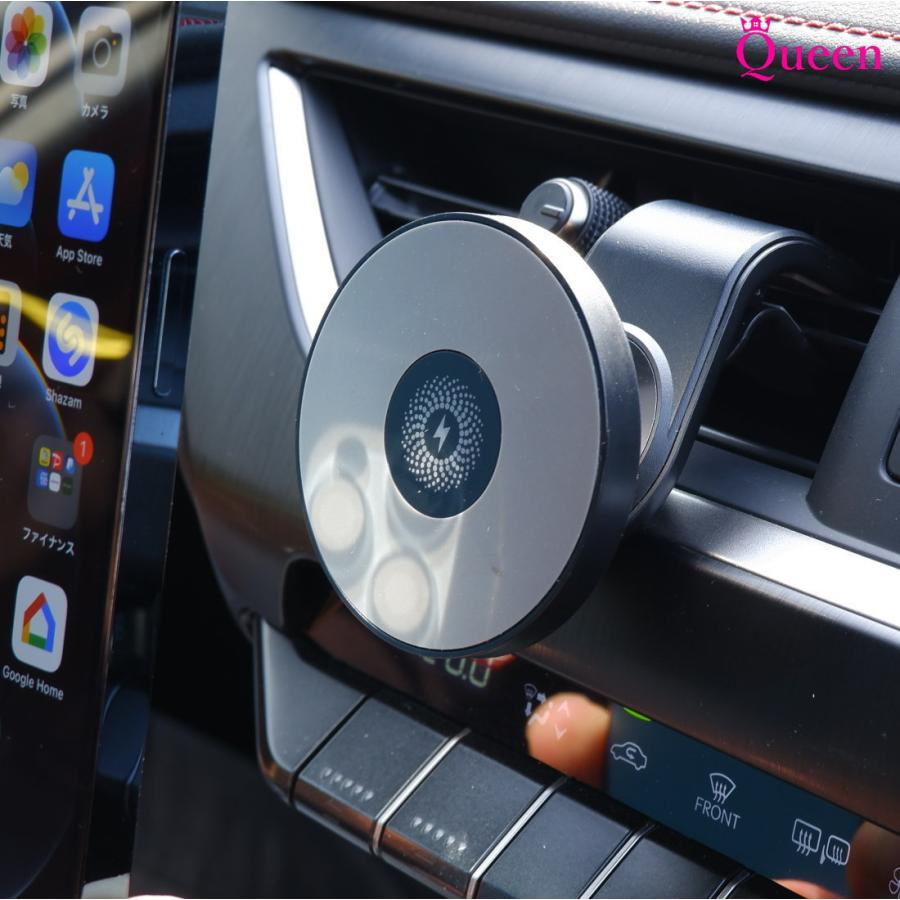 スマホホルダー マグネット 車 充電 吸盤 エアコン 車載ホルダー ワイヤレス充電器 クリップ 充電器 自動 置くだけ充電 Iphone Qn Mg001ip Jesbasaro 通販 Yahoo ショッピング