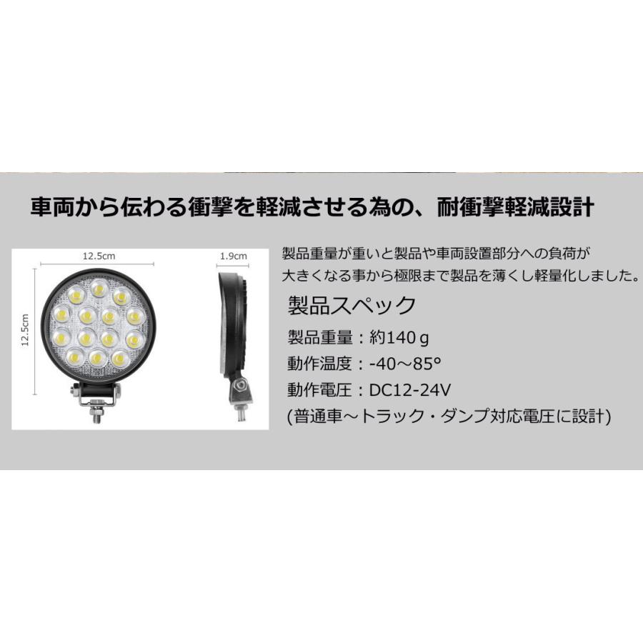 LED作業灯 12v 24v トラクター トラック LED ワークライト 42w ledワークライト 防水 爆光 集魚灯 LED投光器 4個｜seedjapan｜12