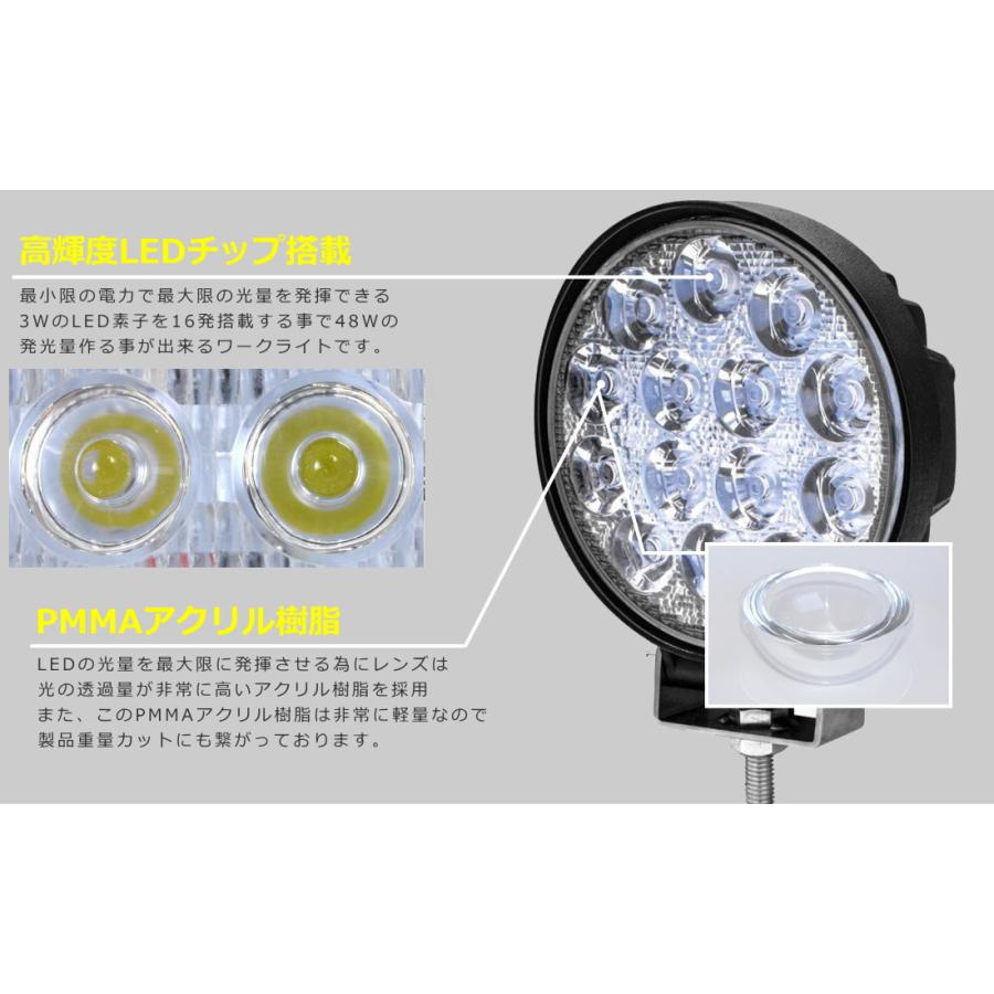 LED作業灯 12v 24v トラクター トラック LED ワークライト 42w ledワークライト 防水 爆光 集魚灯 LED投光器 4個｜seedjapan｜04