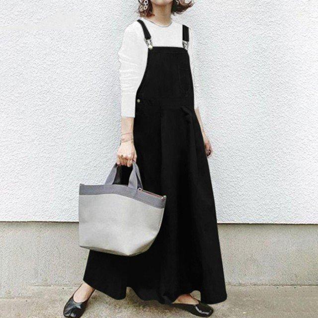 サロペットスカート ワンピース レディース 再販ご予約限定送料無料 大人 ロング 春夏 オールシーズン 4xl 着回し 5xl マキシ丈 楽ちん 大きいサイズ