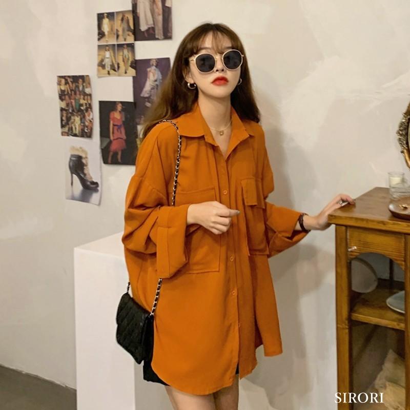ブラウス シャツ レディース ドレープ感 オレンジ ルーズ 長袖 重ね着風 おしゃれ 春服 シーズストア 通販 Yahoo ショッピング