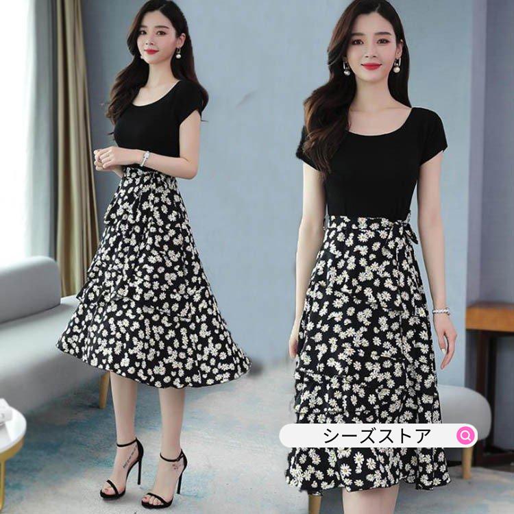 注目ショップ ブランドのギフト ワンピース 新品 着痩せ 上品 韓国風 おしゃれ パーティードレス 大きいサイズ チュニック 花柄 シフォンワンピース きれいめ 夏 半袖 40代 レディース ワンピース サイズ M Www We Job Com