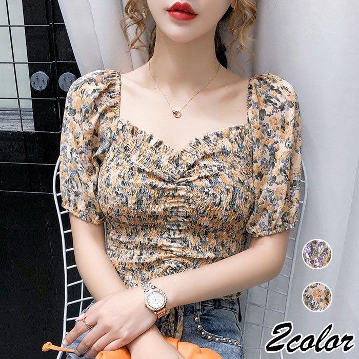 トップス エバニュー ブラウス レディース 40代 春夏 オシャレブラウス 半袖ブラウス パフスリーブブラウス おしゃれ 花柄ブラウス ショット丈 トップス 大人 通勤ol 30代 50代 Lsbghl42tc Wrestlesquare Com