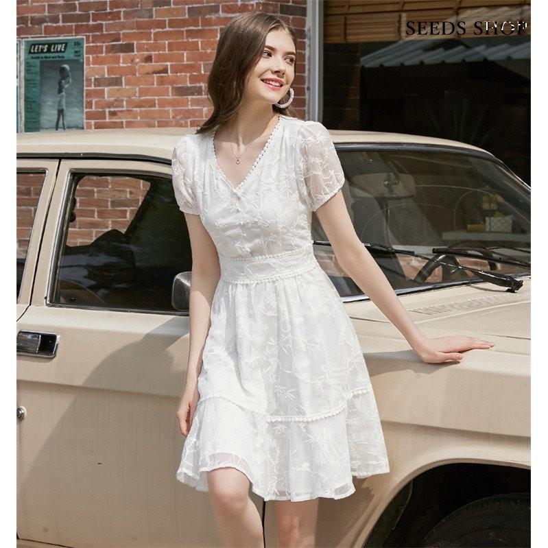 当店在庫してます レースワンピース 夏 春 ミディアム 半袖 薄手 Aライン 総レース お出かけ 日常 デート リゾート 旅行ワンピース 無地 大きいサイズ ワンピース Size Xl Www We Job Com