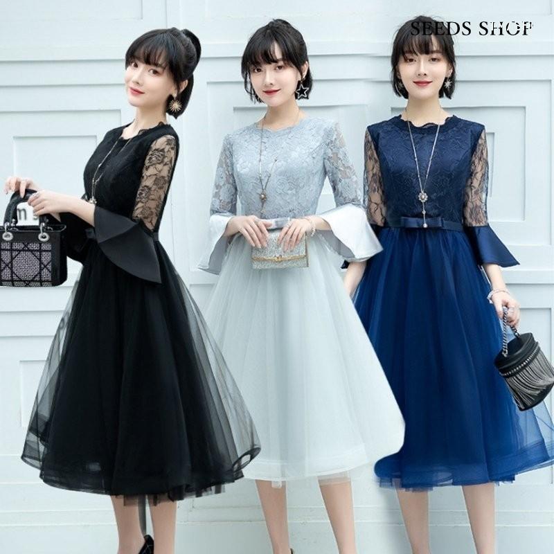 パーティードレス 10代 代 30代40代 ワンピース おしゃれ フォーマル シルバー ハイネック カラー