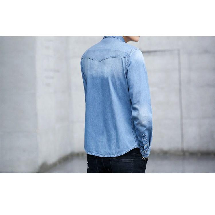 15%OFFセールM-3XL デニムシャツ メンズ シャツジャケット カジュアルシャツ メンズ 長袖シャツ  春服 秋服 オックスフォード ボタンダウン ストレッチツイルシ｜seeds-seeds｜11