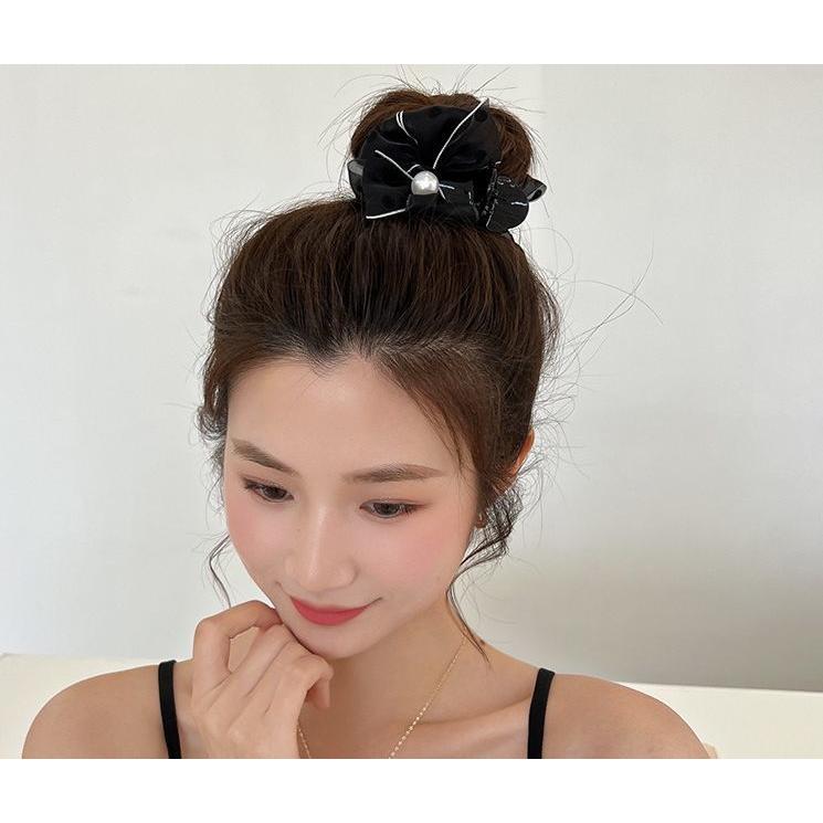 バンスクリップ ヘアクリップ レディース ヘアアクセサリー 髪留め 髪飾り 大きめ しっかり まとめ髪 リボン ビジュー パール調｜seeds-seeds｜02