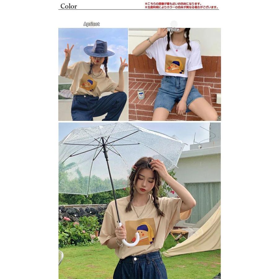 Tシャツ  スイカ アイスバー 少女 プリント 半袖 Tシャツ ★Tシャツ  カットソー 半袖 レディース シンプル カジュアル ラウンドネック プリントTシャツ  可愛い｜seeds-seeds｜02