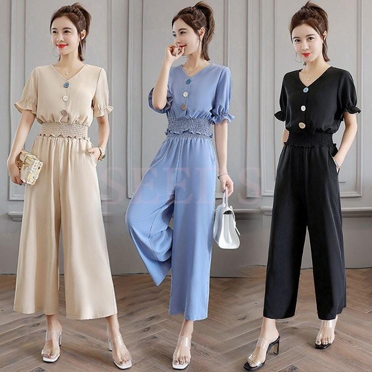 セットアップ レディース 夏 40代 韓国風 半袖 Vネック 通勤セット Ol オフィス ゆったり 上下セット オシャレ カジュアル きれいめ 3色 今だけ限定15 Offクーポン発行中