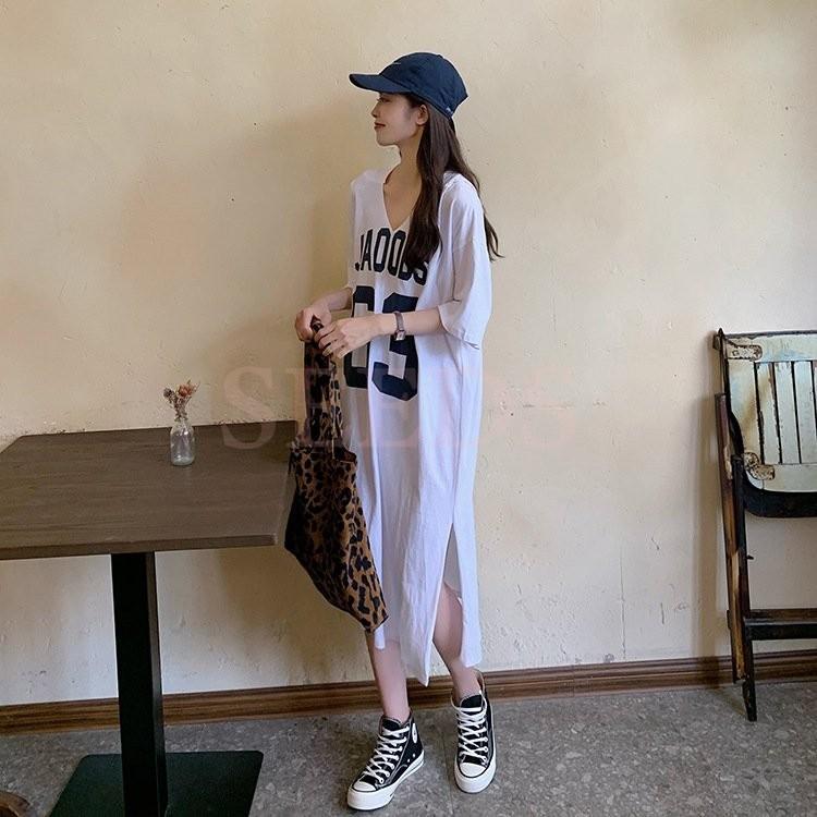 ワンピース レディース 夏 40代 ロング丈tシャツ パーカー 帽付 きれいめ オシャレ 韓国風 ゆったり シャツワンピース ロング丈ワンピース 2色 新作