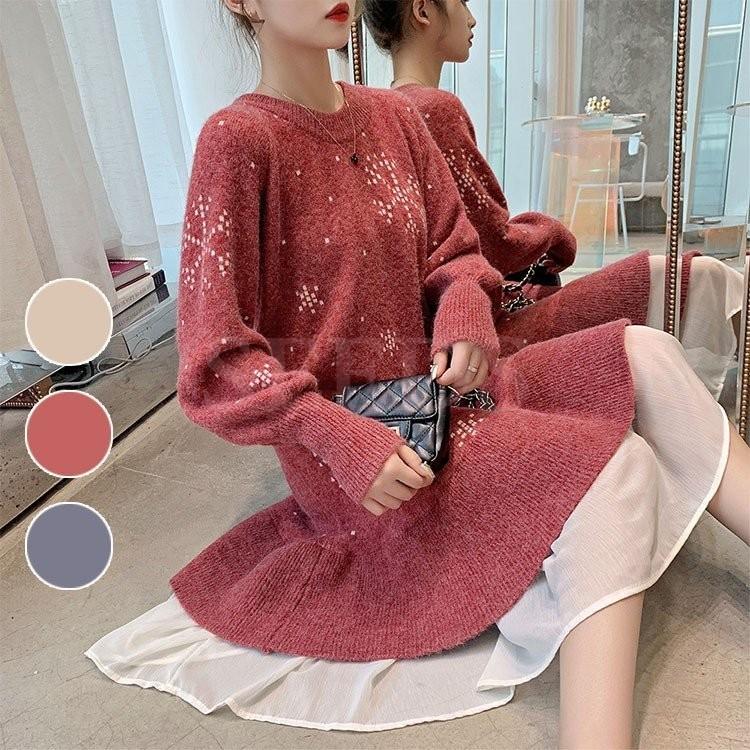 Sale 37 Off ニットワンピース 3色 着痩せ 通勤 ゆったり セーター 大きいサイズ 長袖 レース ニットワンピース きれいめ 膝丈 ニットワンピース 秋冬 40代 レディース ワンピース カラー レッド Www We Job Com