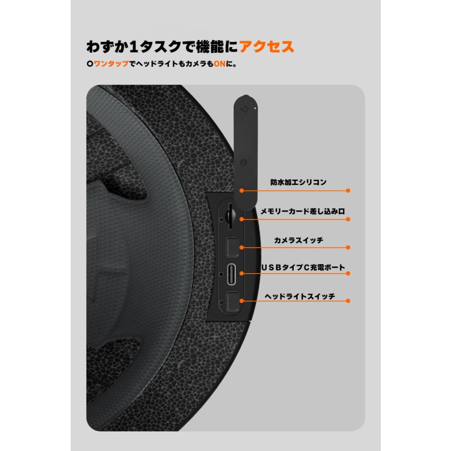 ドラレコ付 自転車 ヘルメット マットブラック 防水 ドライブ