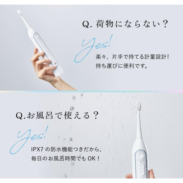 WAVEWAVE 口腔洗浄器 ジェットウォッシャー WAVEWAVE014 ブラシヘッド２種付き ブラッシング＋フロスの2in1 IPX7 防水機能 軽量 デンタルケアの画像