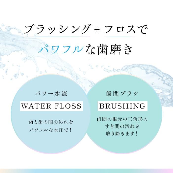 WAVEWAVE 口腔洗浄器 ジェットウォッシャー WAVEWAVE014 ブラシヘッド２種付き ブラッシング＋フロスの2in1 IPX7 防水機能 軽量 デンタルケアの画像